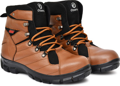 Ozarro Steel Toe Genuine Leather Safety Shoe(Tan, S1, Size 6)