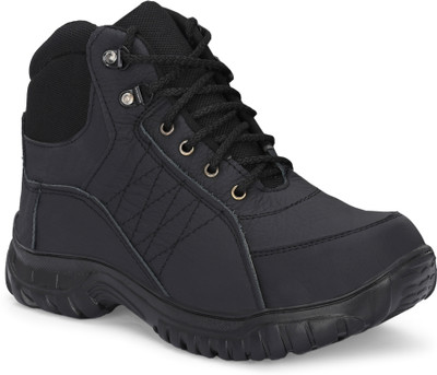 Ozarro Steel Toe Genuine Leather Safety Shoe(Black, S1, Size 9)