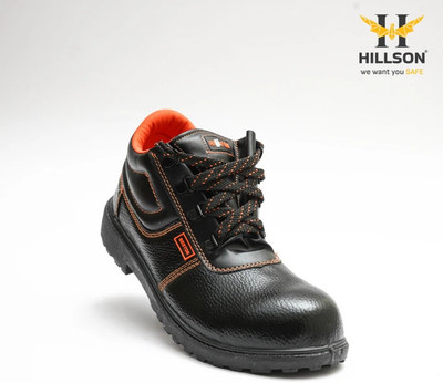Hillson Steel Toe Genuine Leather Safety Shoe(Black, S1, Size 6)