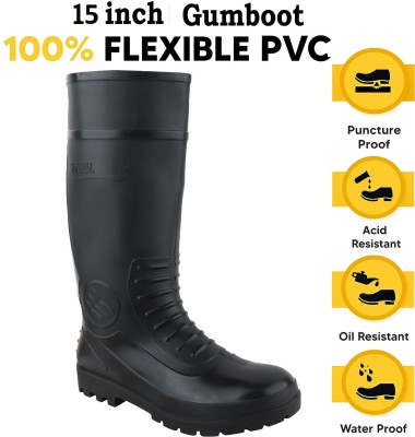 Elecant Fiber Toe PVC Safety Shoe(Black, S2, Size 6)