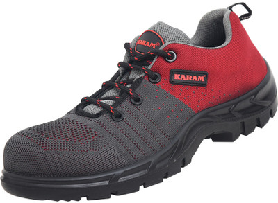 Karam Composite Toe Fabric Safety Shoe(Red, S1, Size 6)