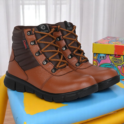 Ozarro Steel Toe Genuine Leather Safety Shoe(Tan, S1, Size 6)
