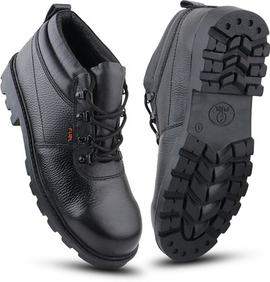 FUEL Steel Toe Grain Leather Safety Shoe(Black, S1, Size 9)