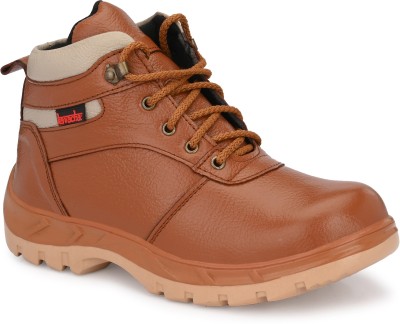 Kavacha Steel Toe Leather Safety Shoe(Brown, S1, Size 10)