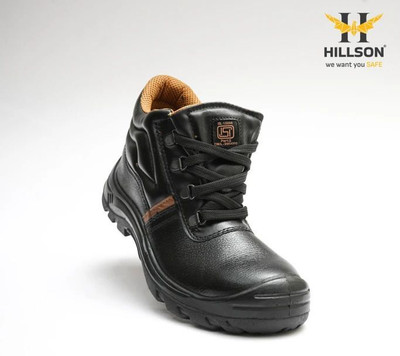 Hillson Steel Toe Genuine Leather Safety Shoe(Black, S1, Size 7)