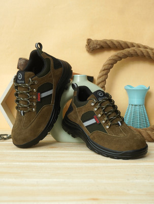 Ozarro Steel Toe Suede Safety Shoe(Olive, S1, Size 9)