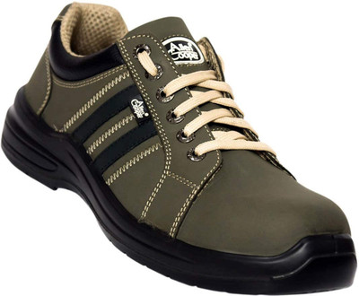 Allen Cooper Composite Toe Leather Safety Shoe(Olive, Green, S1, Size 10)