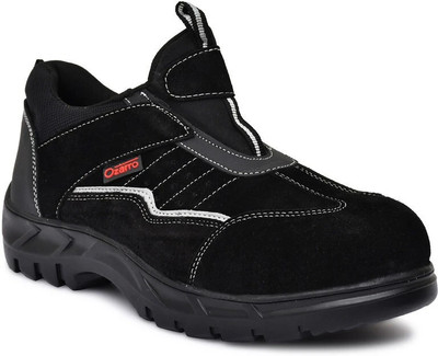 Ozarro Steel Toe Suede Safety Shoe(Black, S1, Size 6)