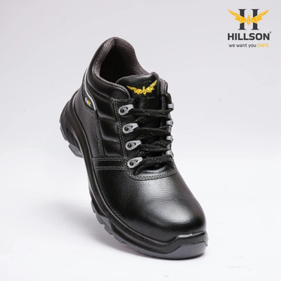 Hillson Steel Toe Genuine Leather Safety Shoe(Black, S1, Size 7)