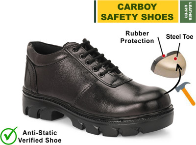 CARBOY Steel Toe Leather Safety Shoe(Black, S1, Size 9)