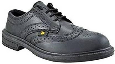 JCB Steel Toe Genuine Leather Safety Shoe(Black, S1, Size 10)