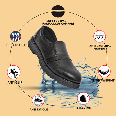 ALLTAR Steel Toe Genuine Leather Safety Shoe(Black, S1, S1P, Size 7)