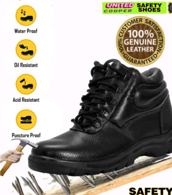 UNITED COOPER Steel Toe Leather Safety Shoe(Gold, SB, Size 11)