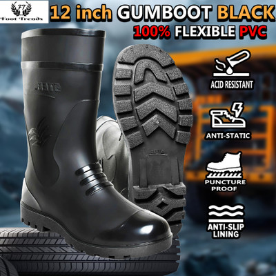 foot trends Soft Toe PVC Safety Shoe(Black, S1P, Size 9)