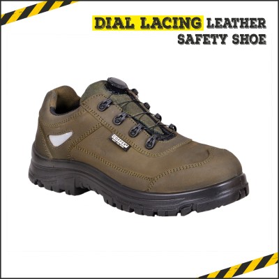 Coffer Safety Steel Toe Genuine Leather Safety Shoe(Olive, S1, Size 10)