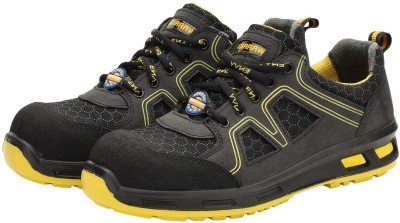 Liberty Fiber Toe Nubuck Leather Safety Shoe(Black, Yellow, S1, Size 5)