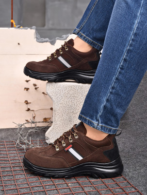 Ozarro Steel Toe Suede Safety Shoe(Brown, S1, Size 7)