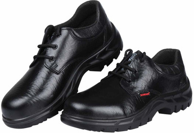 Karam Steel Toe Leather Safety Shoe(Black, SRC, Size 7)