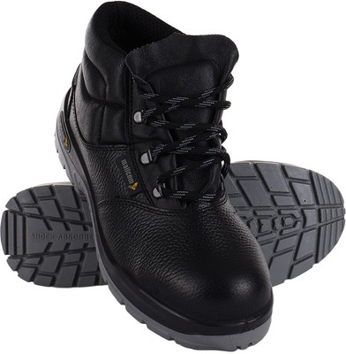 Mallcom Steel Toe Grain Leather Safety Shoe(Black, S1, Size 5)