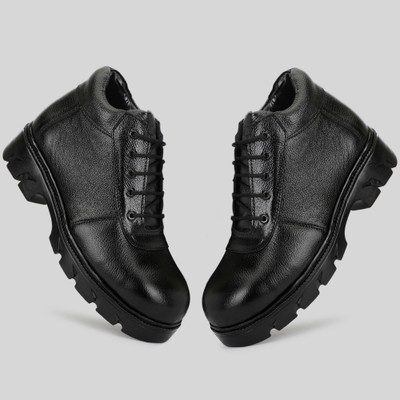 BTOM Steel Toe Leather Safety Shoe(Black, S1, Size 8)