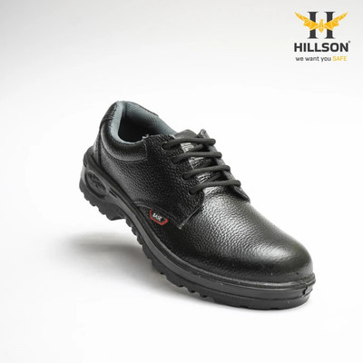 Hillson Steel Toe Genuine Leather Safety Shoe(Black, S1, Size 6)