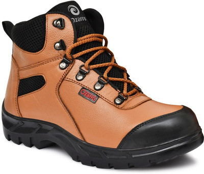 Ozarro Steel Toe Genuine Leather Safety Shoe(Tan, S1, Size 6)