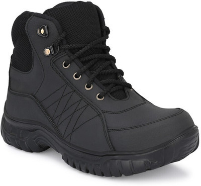 Ozarro Steel Toe Genuine Leather Safety Shoe(Black, S1, Size 6)