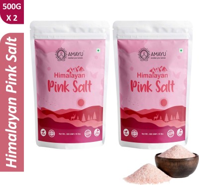 AMAYU Natural Sendha Namak Powder (500gX2) Mineral Rich Himalayan Pink Salt(1000 g, Pack of 2)