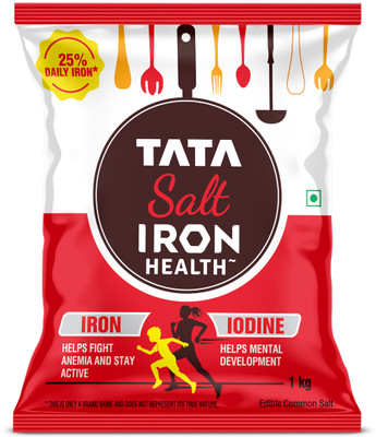 Tata Salt Iron Health, Double Fortified Salt with Iron & Iodine for Nutrition, Iodized Salt(1 kg)