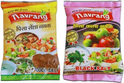 NAVRANG Combo Pack of Premium Rock Salt and Black Salt(400 g, Pack of 2)