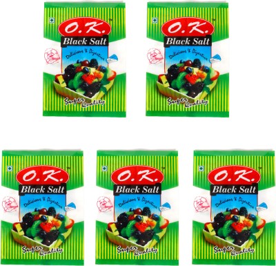 O.K. Black Salt Natural Kala Namak Powder Mineral Rich Cooking Salt Black Salt(500 g, Pack of 5)