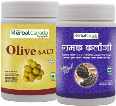 HARC Herbal Canada Olive Salt (120g) + Kalonji Namak (120g) | Healthy Combo Pack Sea Salt(240 g, Pack of 2)