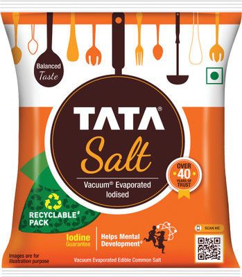 Tata Free Flowing and Iodised Namak, Vacuum Evaporated Iodized Salt(1 kg)