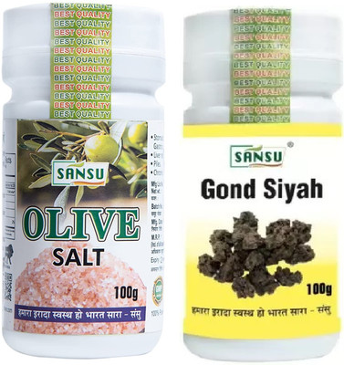 Sansu Olive salt 100g + Gond siyah 100g | Namak jaitun For Boost Immunity Special Purity Salt(200 g)