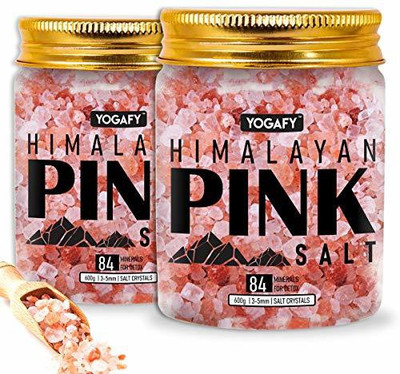 YOGAFY HIMALAYAN Pink Crystals Salt - (PACK OF 2) COOKING with 84 MINERALS (3-5mm) Himalayan Pink Salt(1.2 kg, Pack of 2)