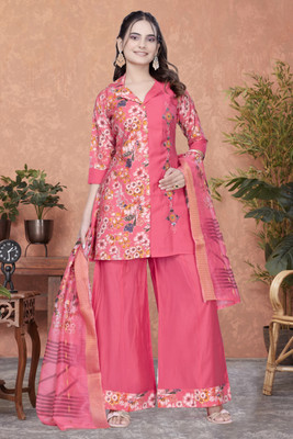 FASHNETIC Self Design Kurta, Palazzo & Dupatta Set