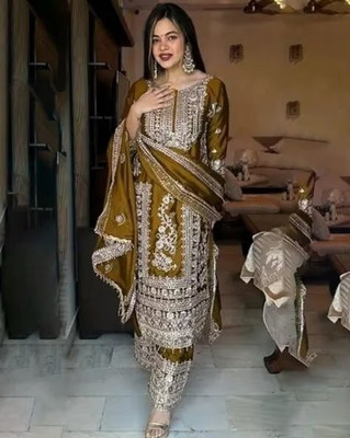 TILKI Embroidered Kurta, Palazzo & Dupatta Set