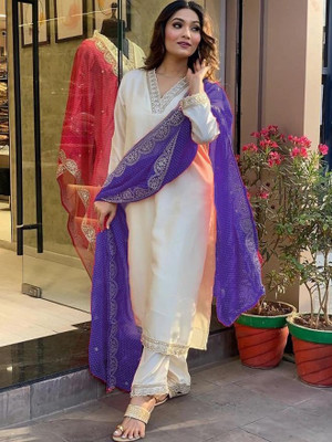 LuGruCollection Embroidered Kurta, Trouser/Pant & Dupatta Set