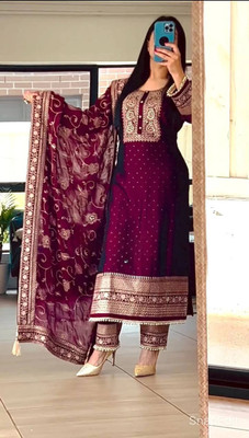 Mylofy Embroidered Kurta, Trouser/Pant & Dupatta Set
