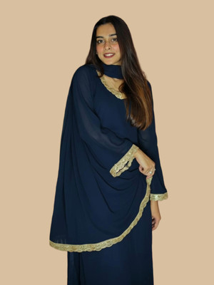 peethpankh Solid Kurta, Palazzo & Dupatta Set
