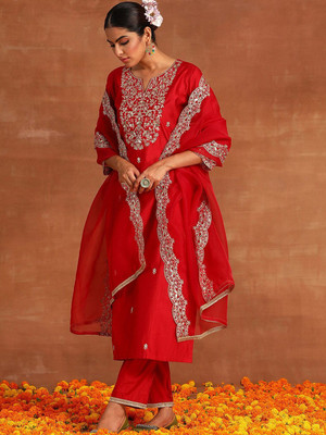 STAVROZ FASHION Embroidered Kurta, Trouser/Pant & Dupatta Set