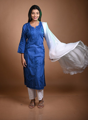 MALKIAT Embroidered Kurta, Trouser/Pant & Dupatta Set