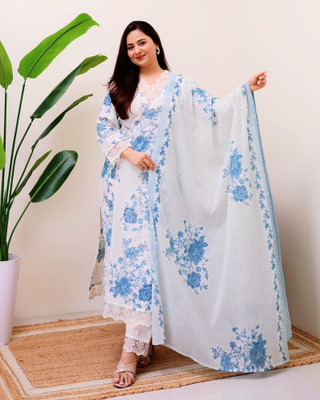 BRIHASPATIWEARS Floral Print Kurta, Palazzo & Dupatta Set