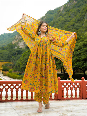 DIVENA Floral Print Kurta, Trouser/Pant & Dupatta Set