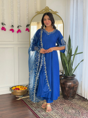 SDK Fashion Embroidered Kurta, Trouser/Pant & Dupatta Set