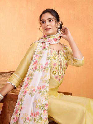 SUAAC Embroidered Kurta, Trouser/Pant & Dupatta Set