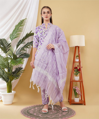 Tikkar Printed Kurta, Trouser/Pant & Dupatta Set