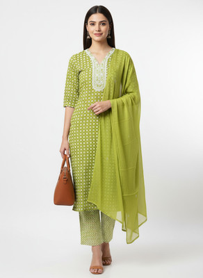 AAKARSHAN SAREES Graphic Print Kurta, Trouser/Pant & Dupatta Set