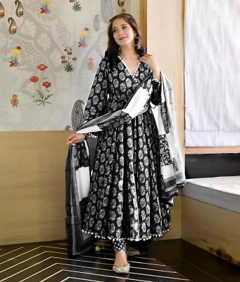 Aarohi Printed Anarkali Kurta, Bottom & Dupatta Set