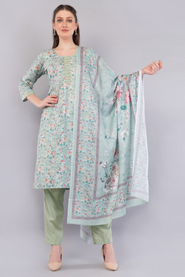 Eelika Embroidered, Printed Kurta, Trouser/Pant & Dupatta Set